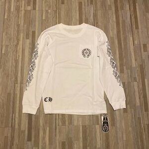 Chrome Hearts White Tee with Black Graphic Tags